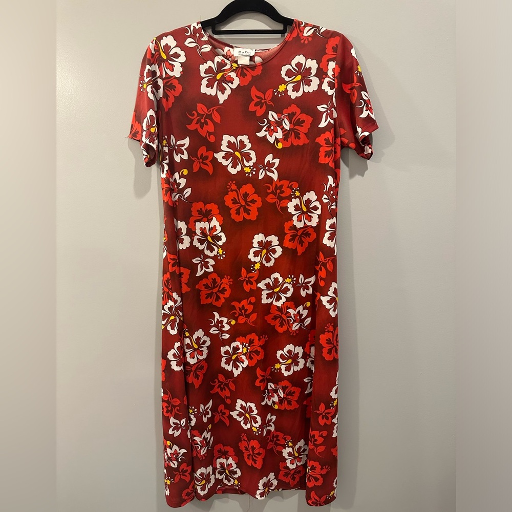 Vintage BaBa Hawaii Floral Dress Red Size XL